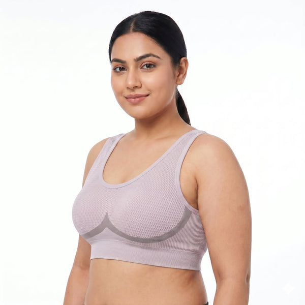 ZYRA Wide-Shoulder Seamless Beautiful Back Bra Fixed Cup with Breast Pads | No Steel Ring | Navel-Exposed Bottoming Style | Bra Size 36 to 40 | Eveyday Comfort
